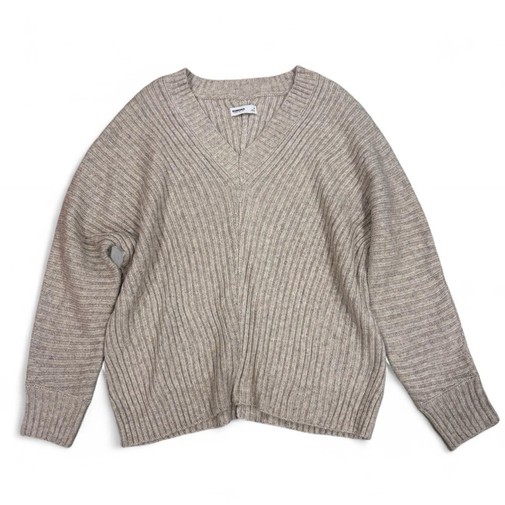Sonoma ribbed deep v neck chunky dolman batwing sweater